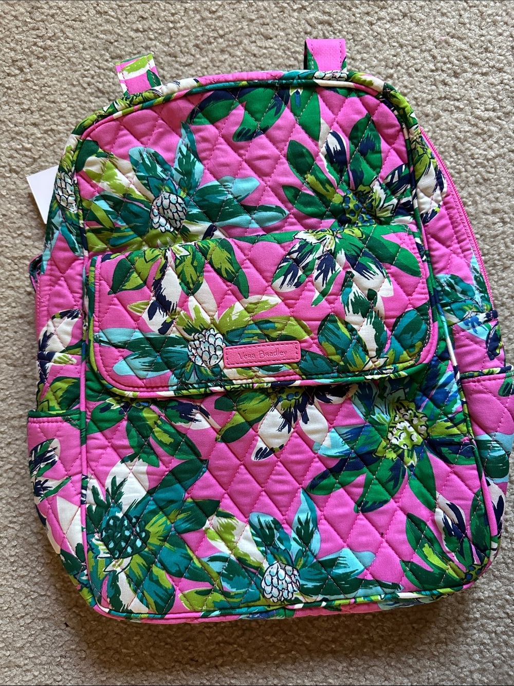 Vera Bradley Hot Pink Floral Quilted Backpack brand new